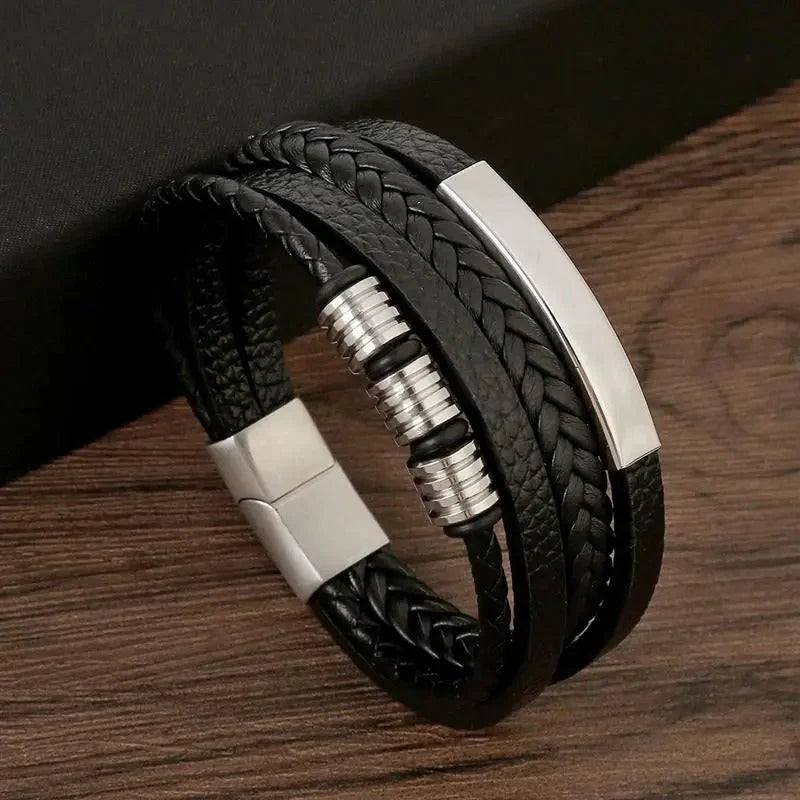 Leather Bracelet Genuine Leather Secure Clasp Minimalist