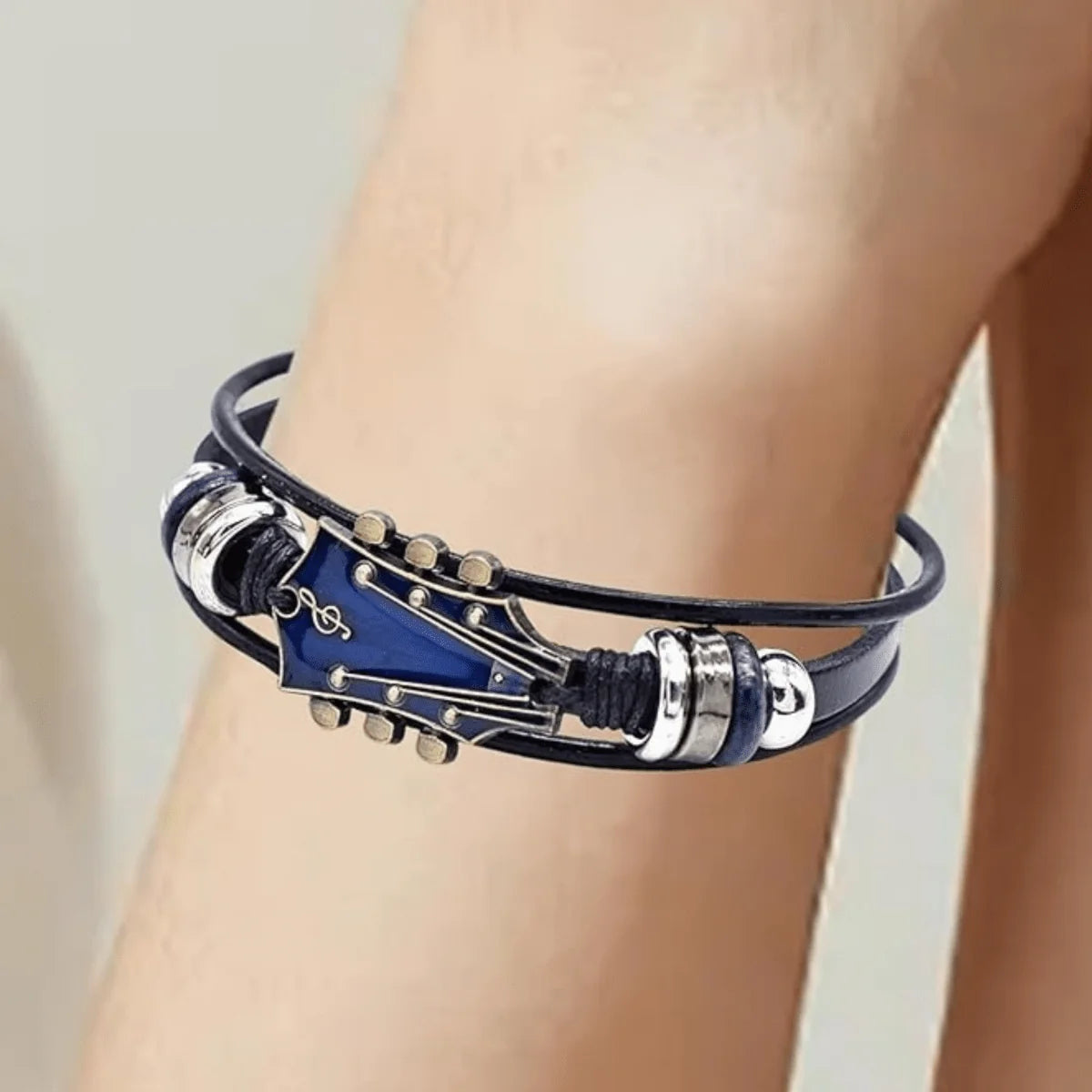 Leather Bracelet Guitar-Inspired Adjustable Fit