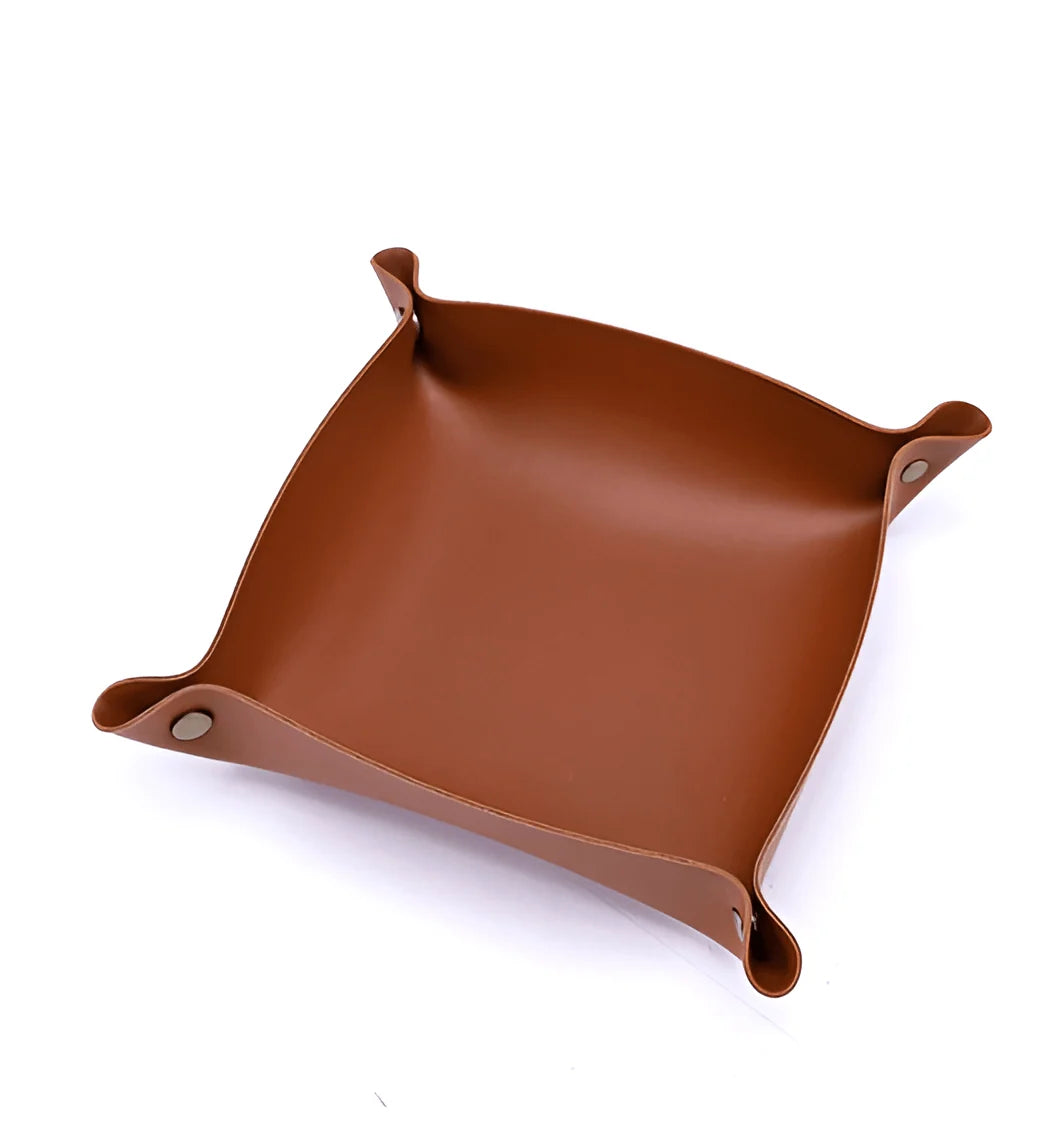 Leather Catchall Tray Multiple Compartments Desk Organizer