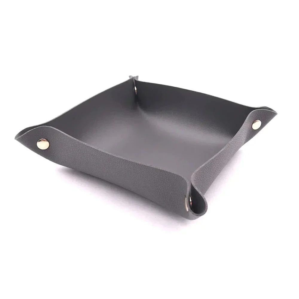 Leather Catchall Tray Multiple Compartments Desk Organizer