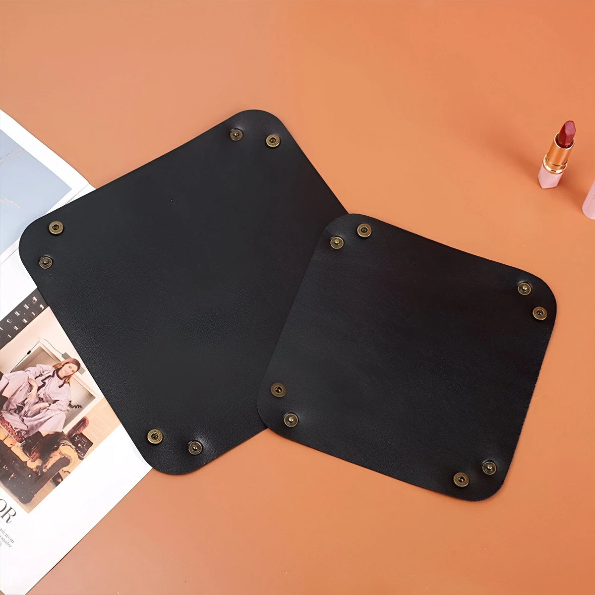 Leather Catchall Tray Multiple Compartments Desk Organizer