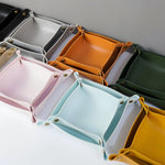 Leather Catchall Tray Multiple Compartments Desk Organizer