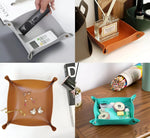 Leather Catchall Tray Multiple Compartments Desk Organizer
