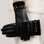 Leather Gloves Touchscreen Compatible Buckle Detail
