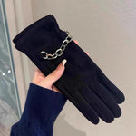 Leather Gloves Touchscreen Compatible Buckle Detail
