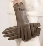 Leather Gloves Touchscreen Compatible Buckle Detail