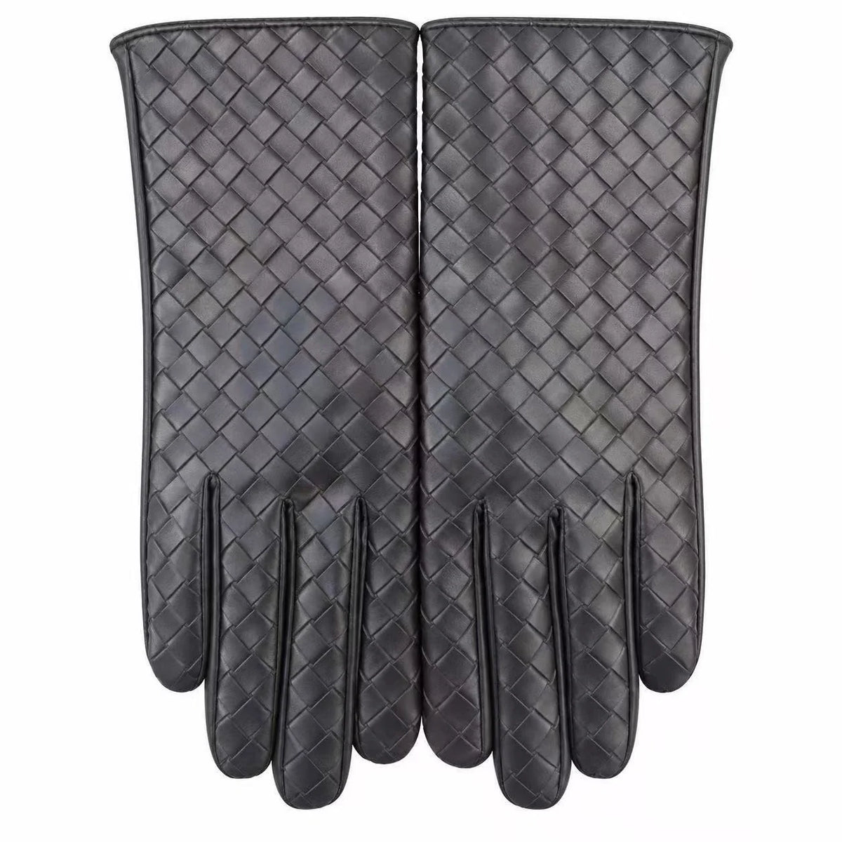 Leather Gloves Woven Leather Soft Lined Textured Grip