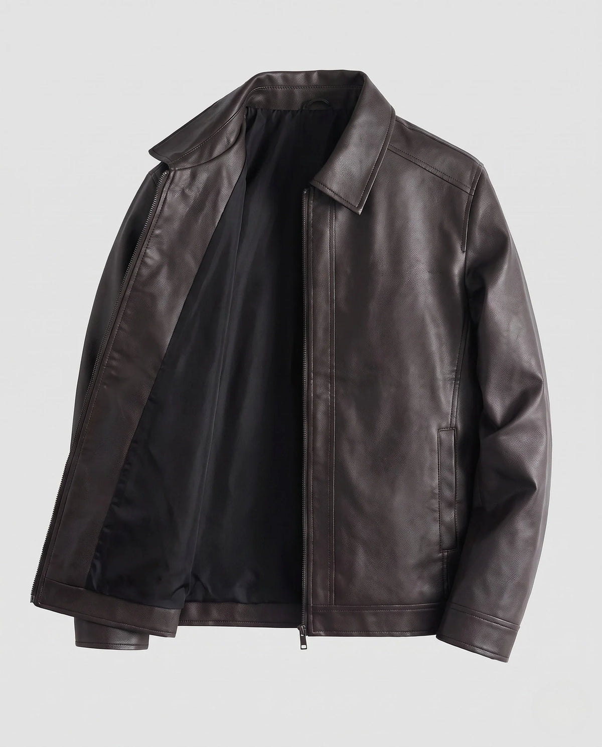 Leather Jacket Modern Fit Practical Pockets