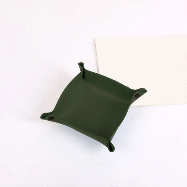 Leather Storage Tray Square Catchall Two Sizes