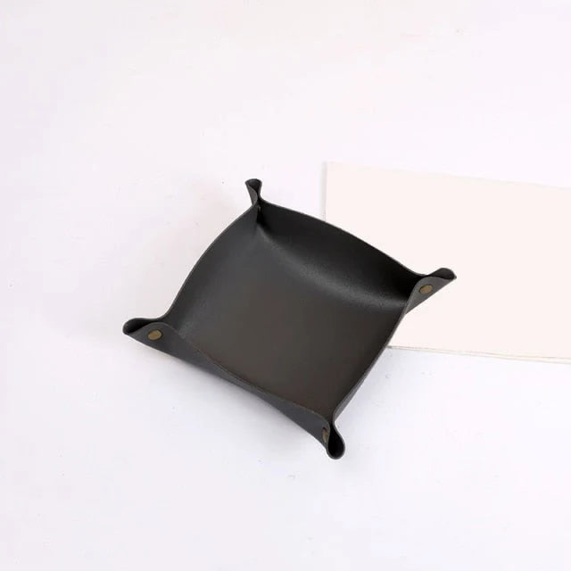 Leather Storage Tray Square Catchall Two Sizes