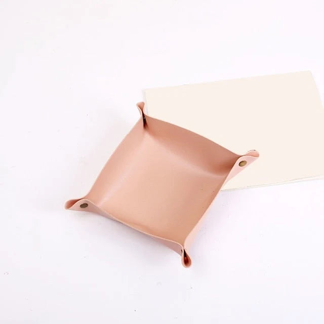 Leather Storage Tray Square Catchall Two Sizes