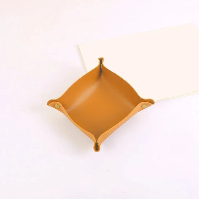 Leather Storage Tray Square Catchall Two Sizes