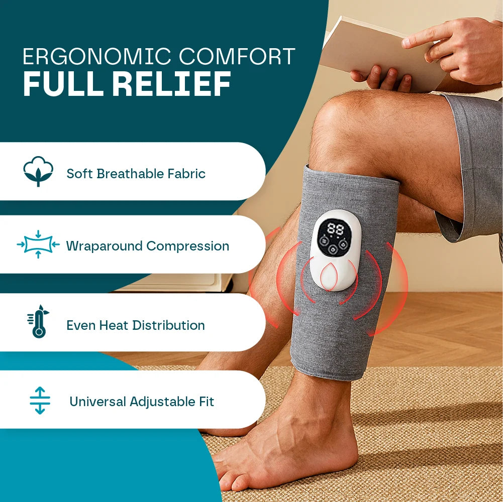 Leg & Calf Massager Cordless Heat Therapy Adjustable Fit