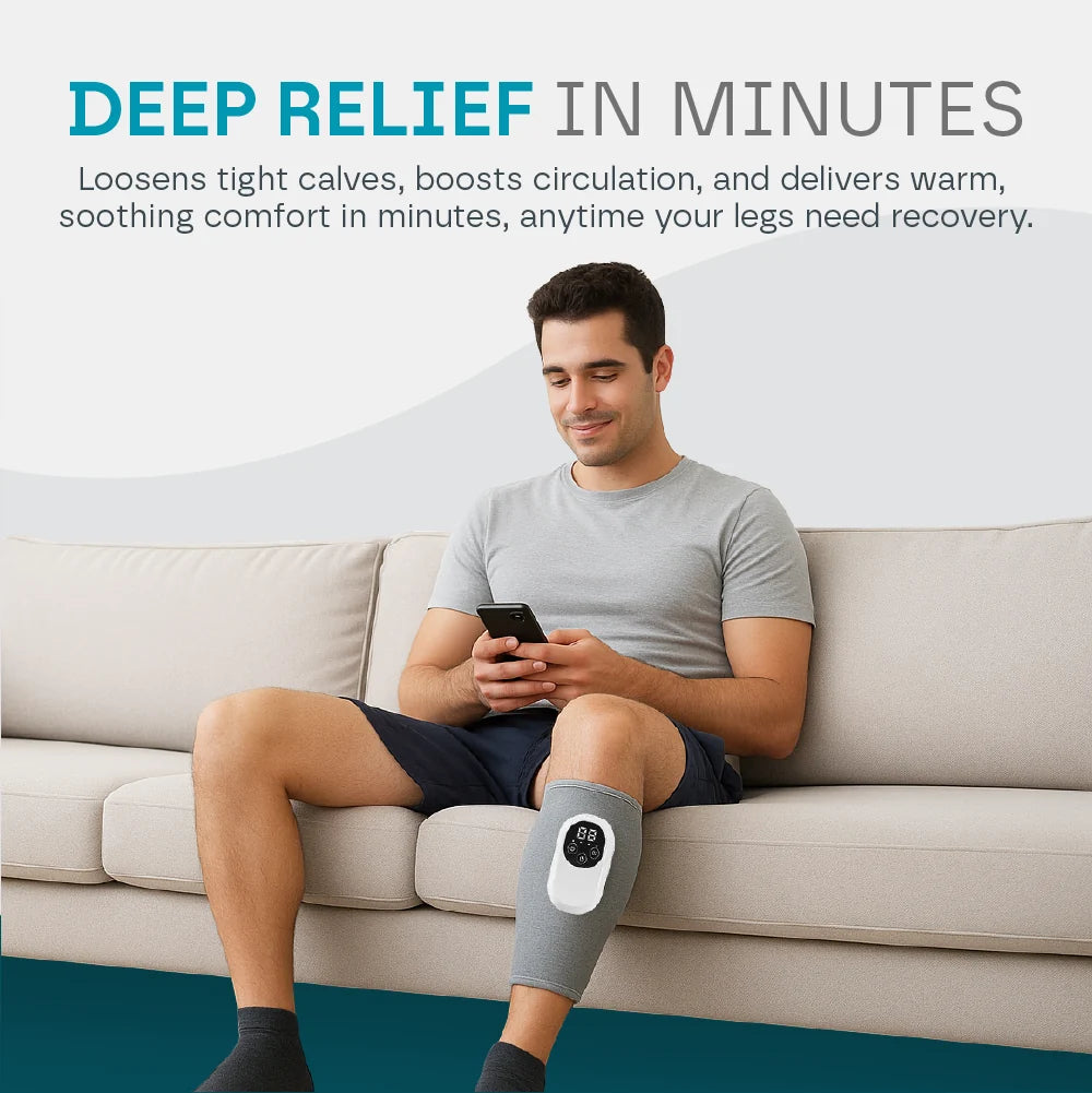 Leg & Calf Massager Cordless Heat Therapy Adjustable Fit