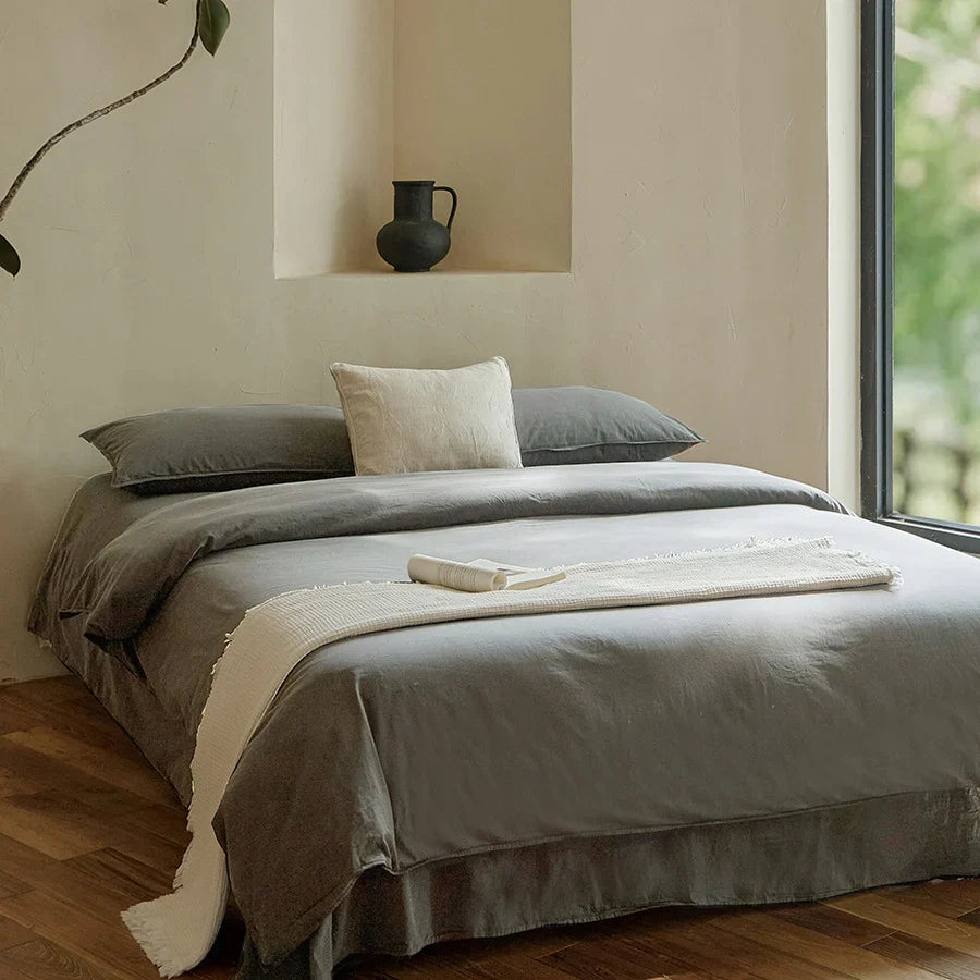 Linen Bedding Set Breathable Hypoallergenic 4-Piece