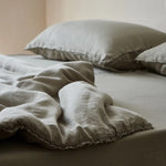 Linen Bedding Set Pre-Washed Crêpe Ruffle Edge Concealed Zipper