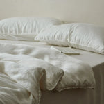 Linen Bedding Set Pre-Washed Crêpe Ruffle Edge Concealed Zipper