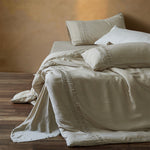 Linen Bedding Set Stonewashed Ruffle Detail