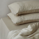 Linen Bedding Set Stonewashed Ruffle Detail