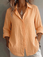 Linen Shirt Lightweight Relaxed Fit Roll-Tab Sleeves