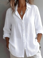 Linen Shirt Lightweight Relaxed Fit Roll-Tab Sleeves