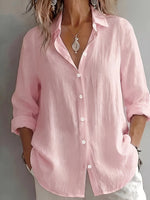 Linen Shirt Lightweight Relaxed Fit Roll-Tab Sleeves