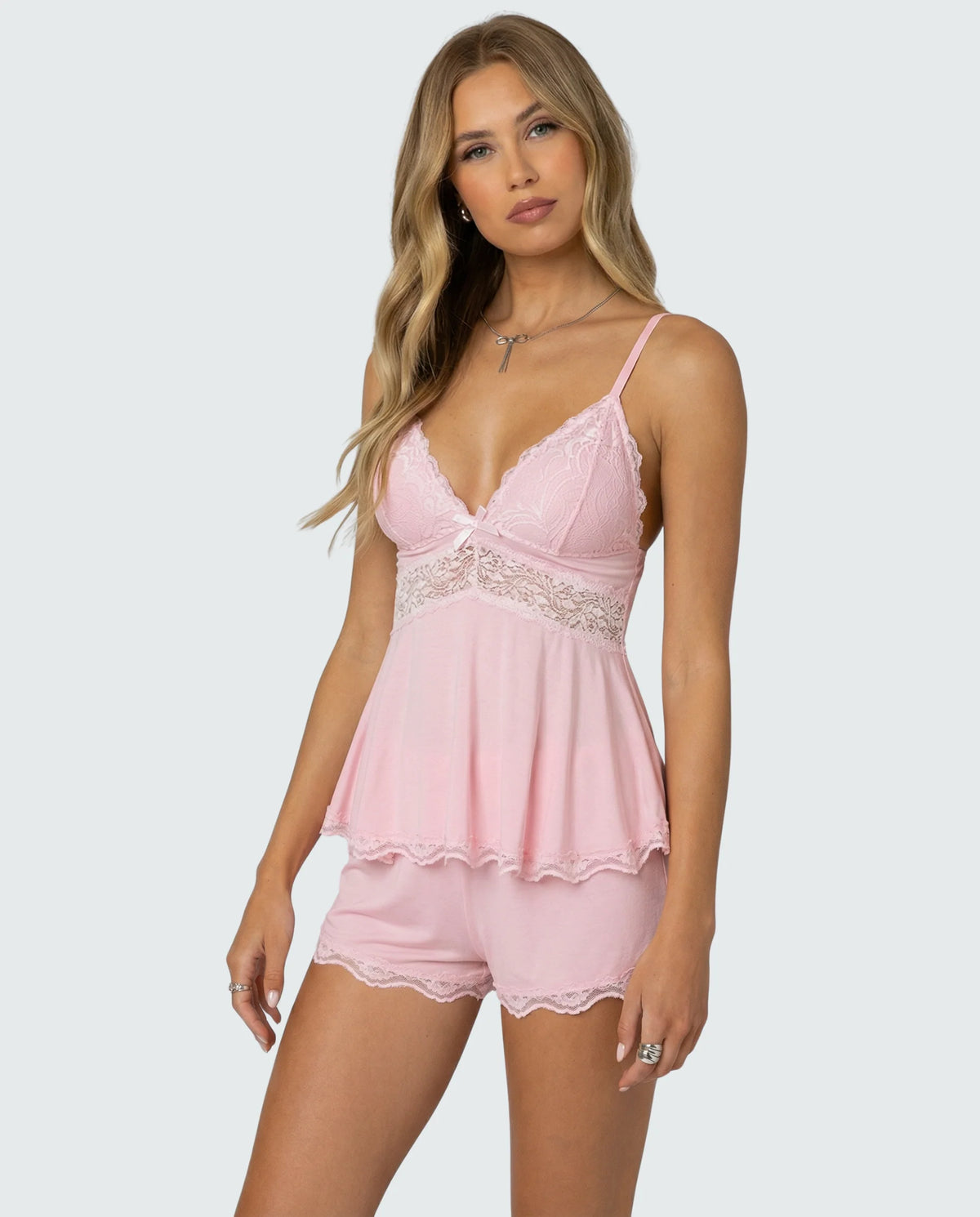 Lingerie Set Lace Trim Adjustable Straps Lightweight Stretch