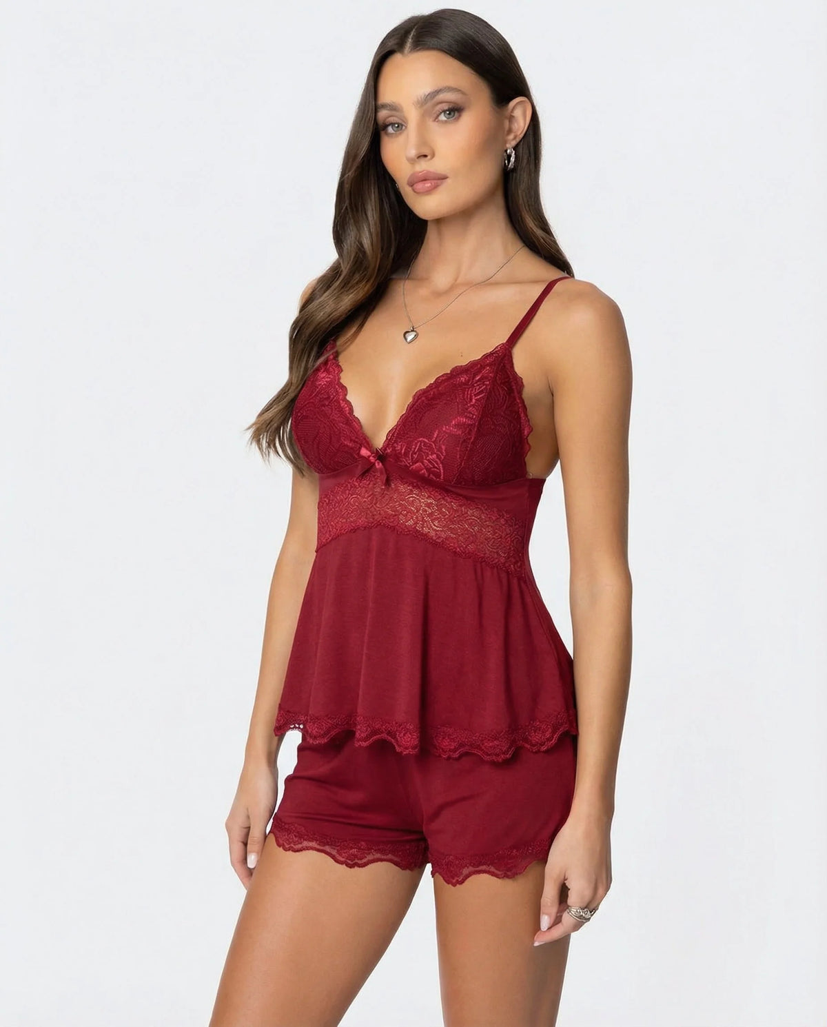 Lingerie Set Lace Trim Adjustable Straps Lightweight Stretch