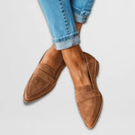 Loafers Soft Suede Pointed Toe Low Wedge Cushioned Insole