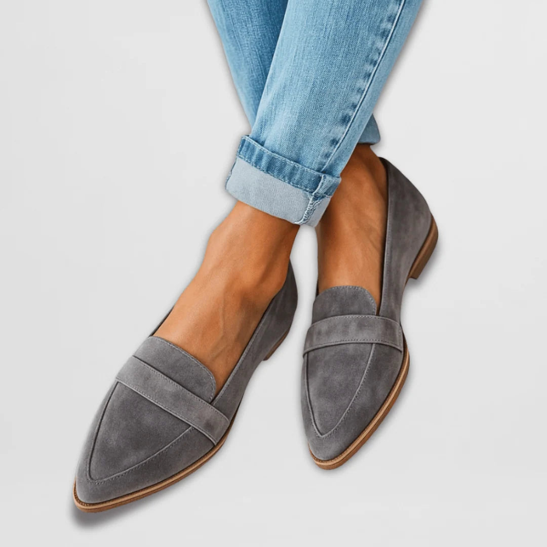 Loafers Soft Suede Pointed Toe Low Wedge Cushioned Insole