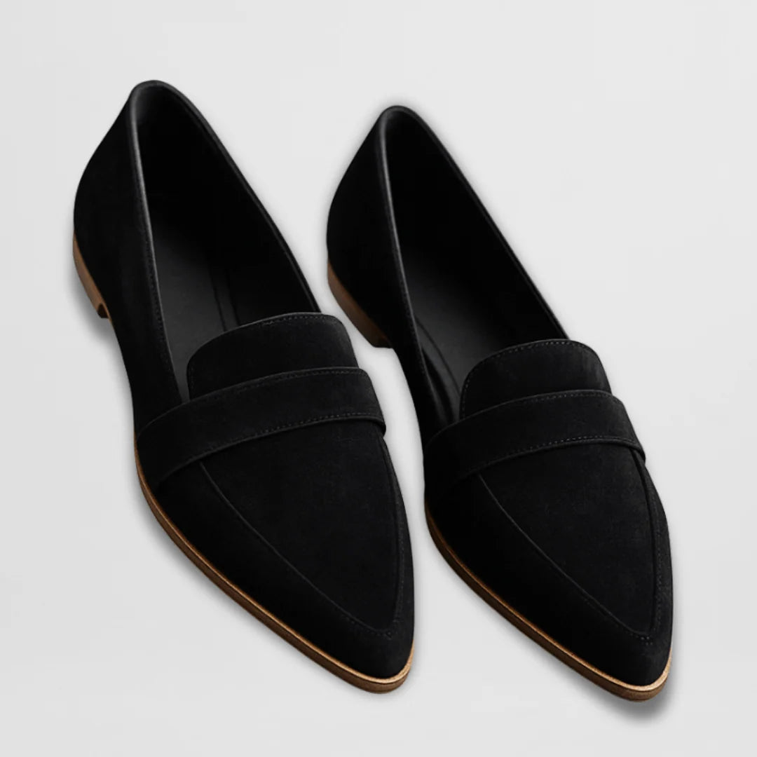 Loafers Soft Suede Pointed Toe Low Wedge Cushioned Insole