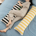 Long Bench Cushion Striped Bouclé Removable Machine Washable Cover