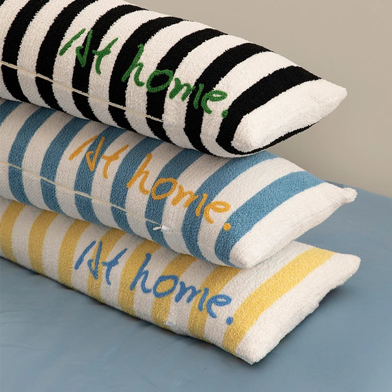 Long Bench Cushion Striped Bouclé Removable Machine Washable Cover