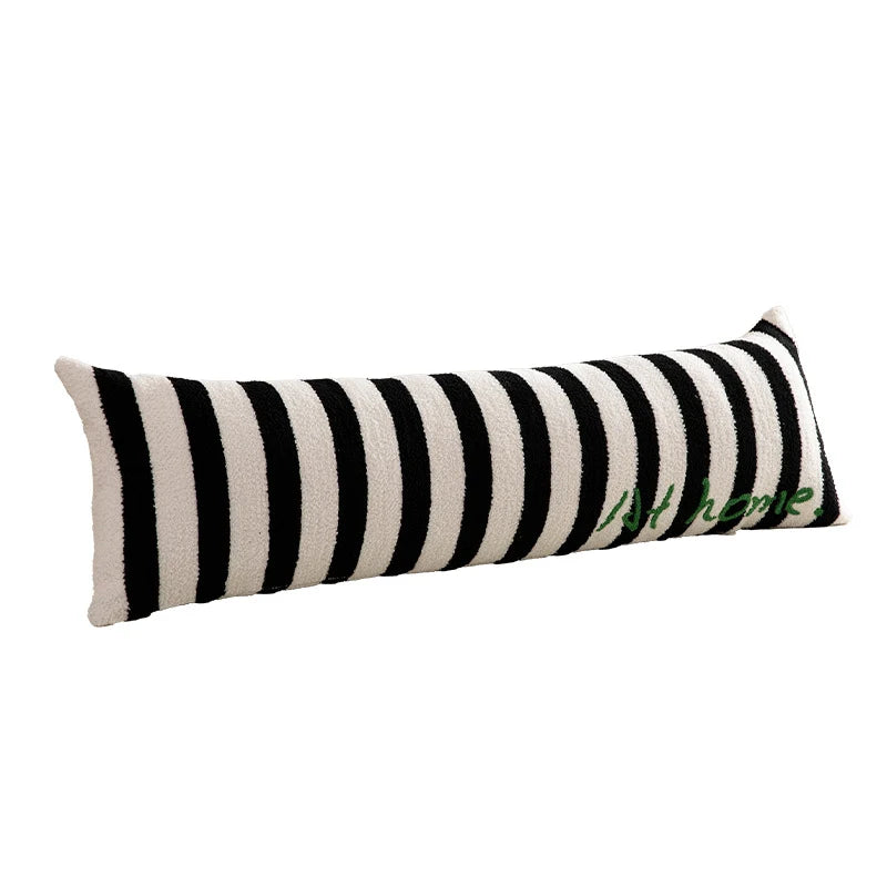 Long Bench Cushion Striped Bouclé Removable Machine Washable Cover