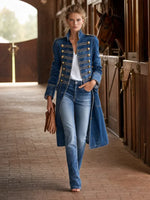 Long Coat Military Style Double-Breasted Officer Collar