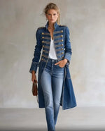 Long Coat Military Style Double-Breasted Officer Collar