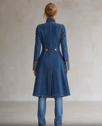 Long Coat Military Style Double-Breasted Officer Collar