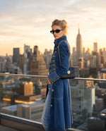 Long Coat Military Style Double-Breasted Officer Collar
