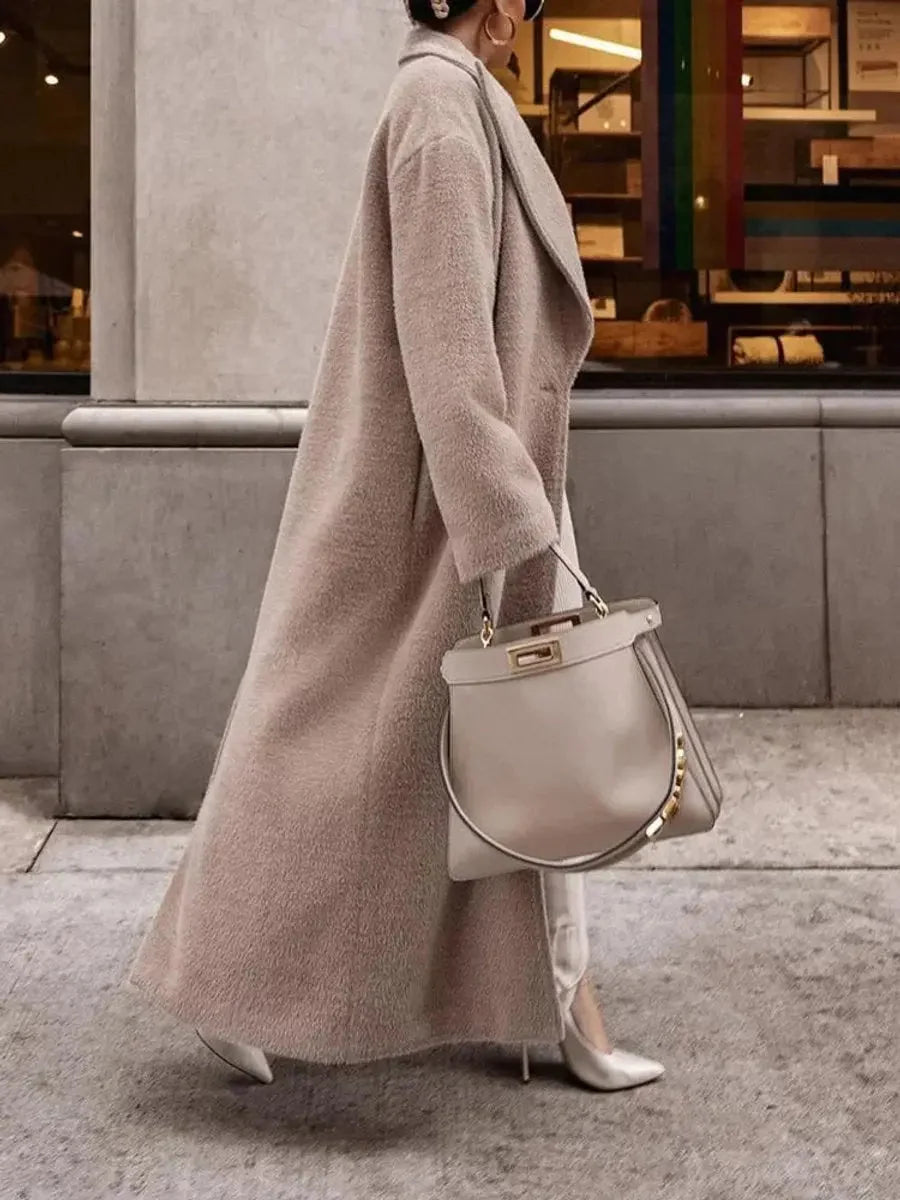Long Coat Oversized Maxi Length Notch Lapels