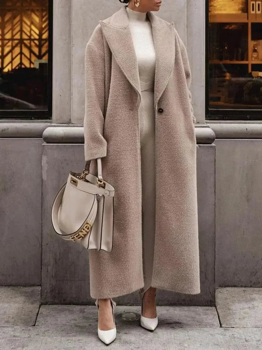 Long Coat Oversized Maxi Length Notch Lapels