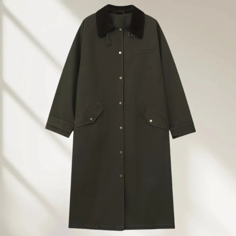 Long Coat Water-Repellent Oversized Fit Corduroy Collar