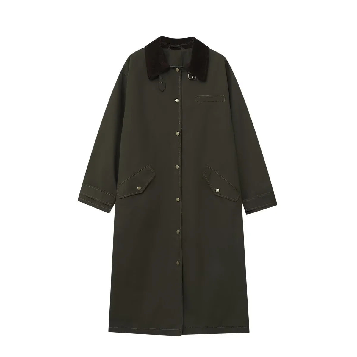 Long Coat Water-Repellent Oversized Fit Corduroy Collar