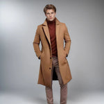 Long Coat Wool Blend Fitted Cut Soft Lining