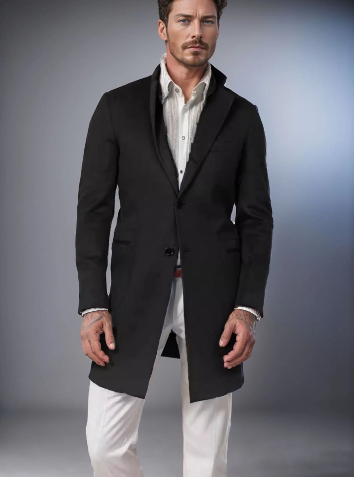 Long Coat Wool Blend Fitted Cut Soft Lining