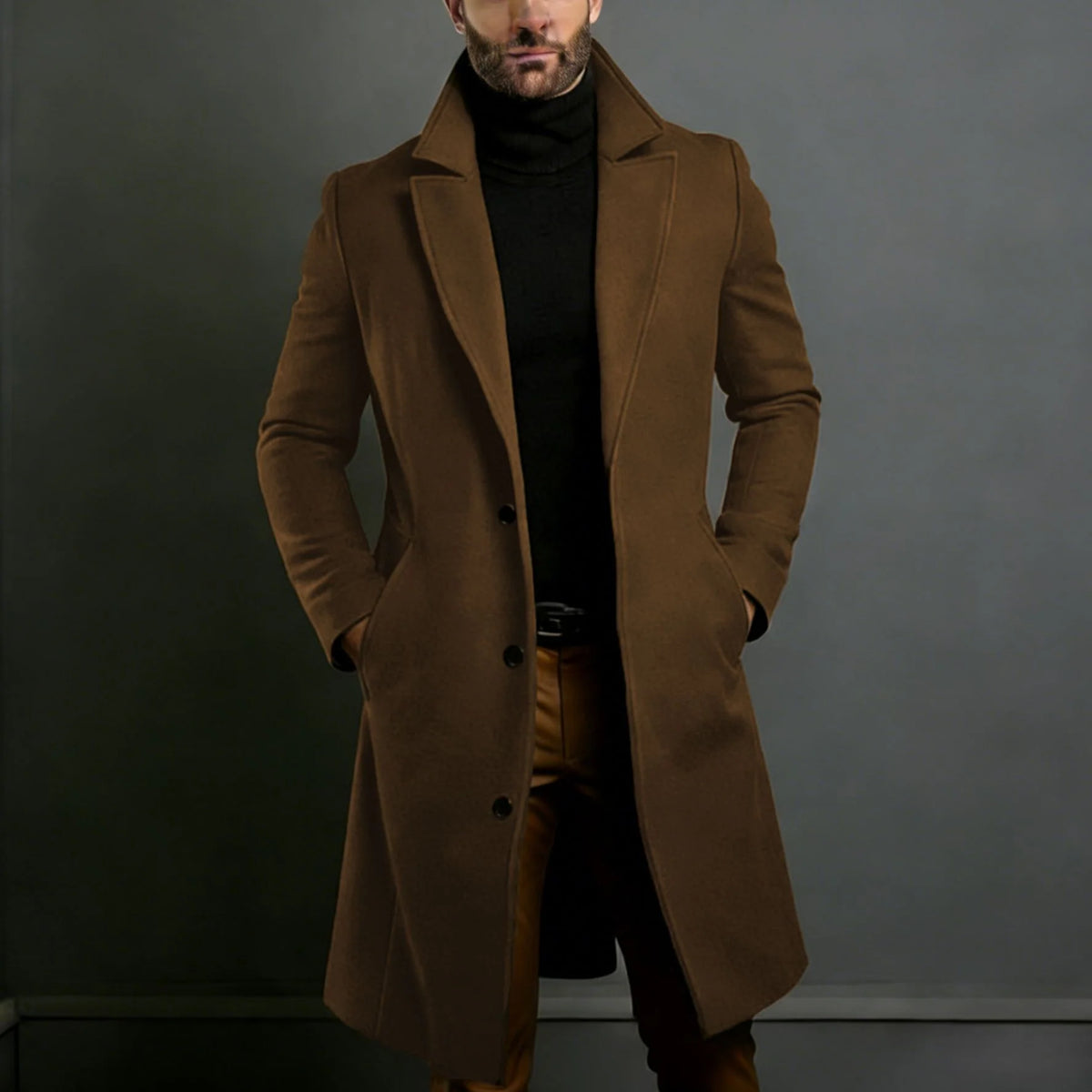 Long Coat Wool Blend Fitted Cut Soft Lining