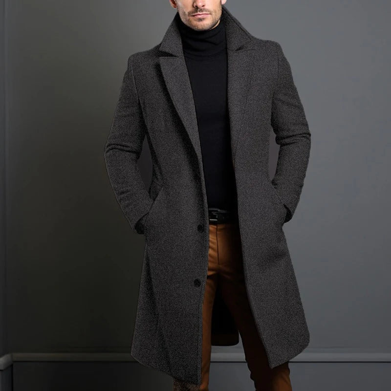 Long Coat Wool Blend Fitted Cut Soft Lining