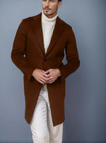 Long Coat Wool Blend Fitted Cut Soft Lining