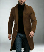 Long Coat Wool Blend Fitted Cut Soft Lining