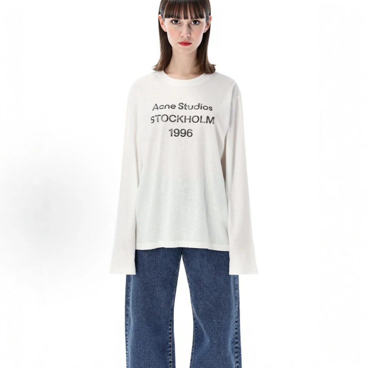 Long Sleeve Shirt Cotton Jersey Distressed Front Print