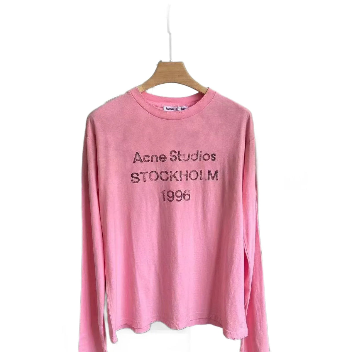 Long-Sleeve Shirt Cotton Jersey Vintage Front Print Crew Neck